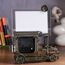 Часы-будильник настольные «Автомобиль» с фоторамкой, циферблат d=6 см, 15×10 см, АА