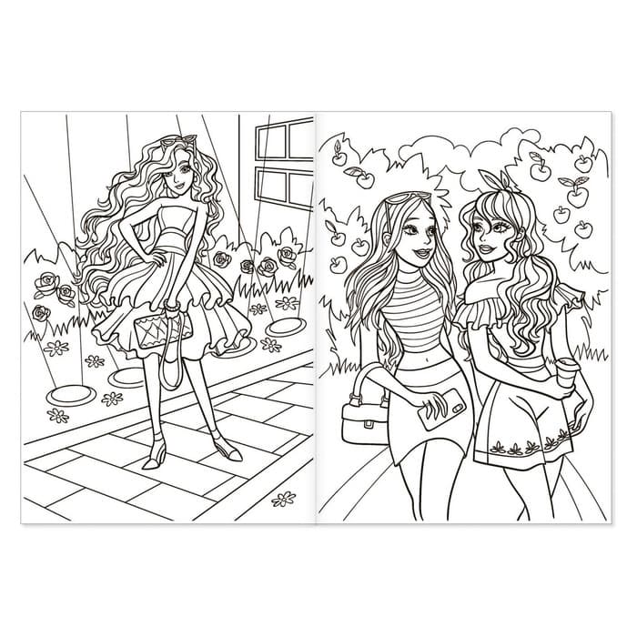 Раскраска для девочек «Стильные девчонки», 16 стр., формат А4