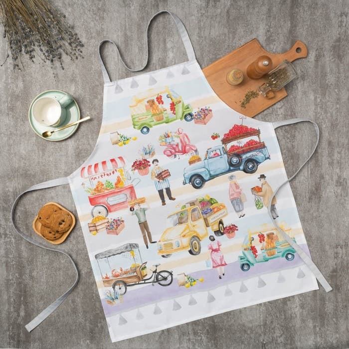 Фартук кухонный «Этель» Food market, 70×60 см, 100% хлопок, саржа 190 г/м²