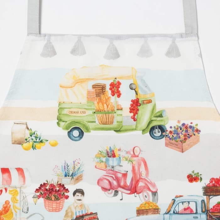 Фартук кухонный «Этель» Food market, 70×60 см, 100% хлопок, саржа 190 г/м²