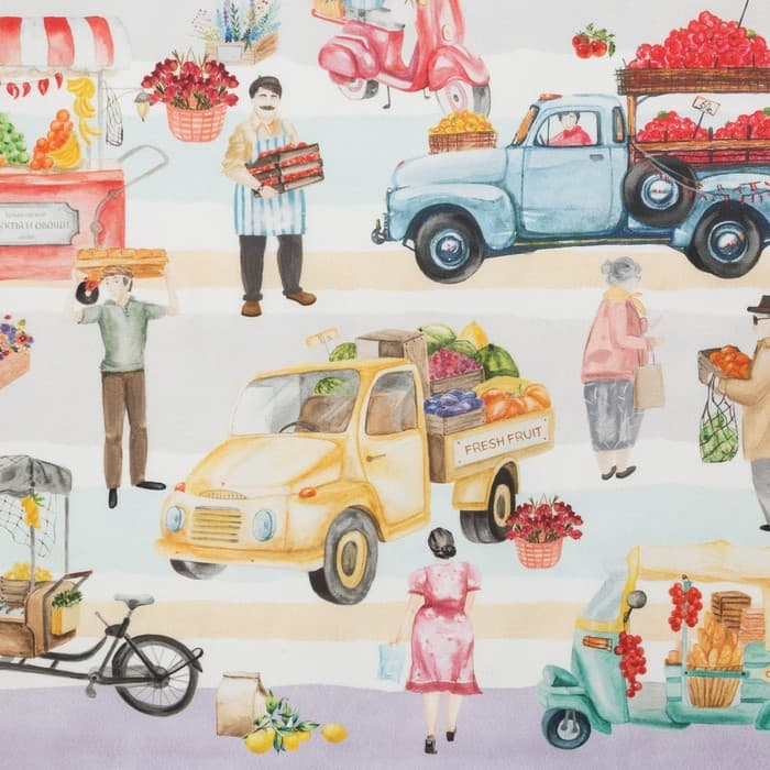 Фартук кухонный «Этель» Food market, 70×60 см, 100% хлопок, саржа 190 г/м²