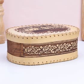 Хлебница-батонница с крышкой «Собор», 30×18×10 см, береста