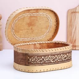 Хлебница-батонница с крышкой «Собор», 30×18×10 см, береста