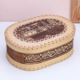 Хлебница-батонница с крышкой «Собор», 30×18×10 см, береста