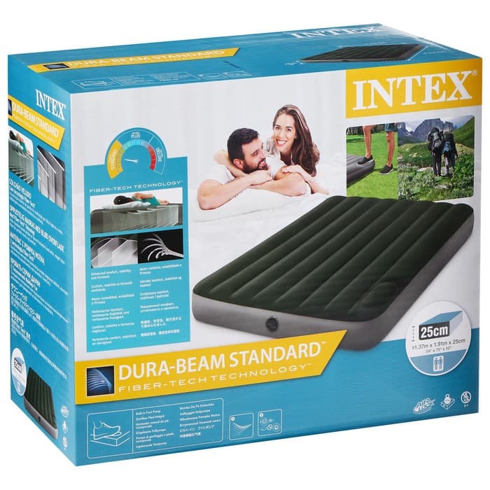 Матрас надувной DURA-BEAM FULL, 137×191×25 см, с встроенным ножным насосом, 64762 INTEX