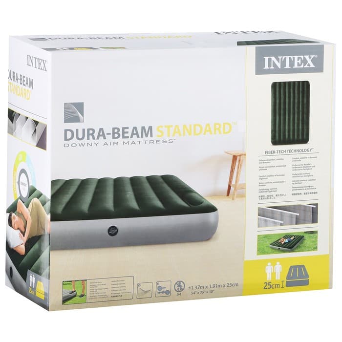 Матрас надувной DURA-BEAM FULL, 137×191×25 см, с встроенным ножным насосом, 64762 INTEX