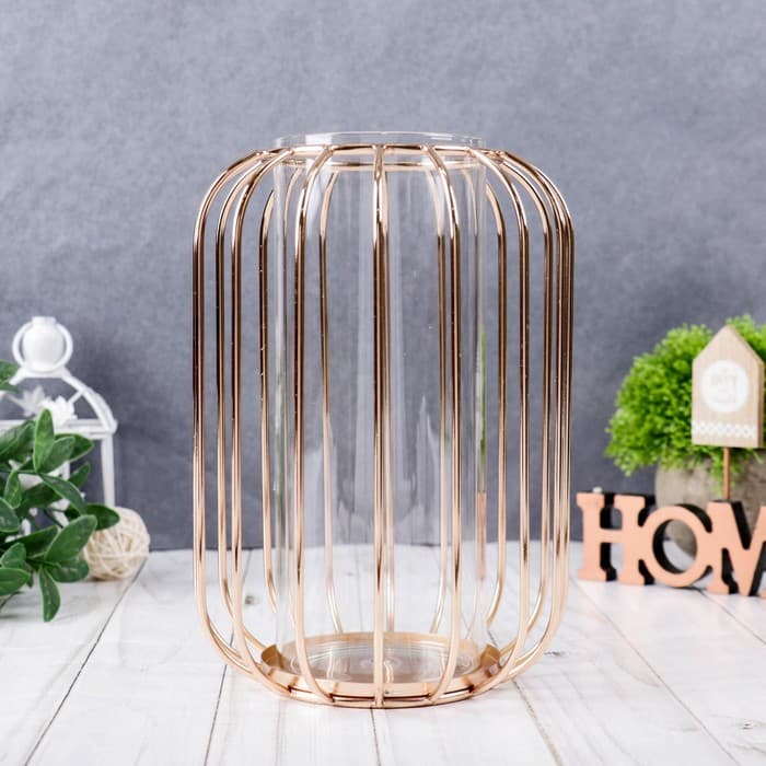 Ваза - флорариум «Ангстрем», колба в подставке, 9×20 см, стекло, прозрачная, золотистая