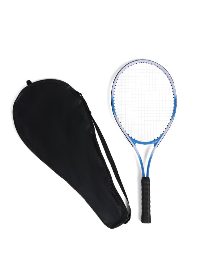 Ракетка для большого тенниса, взрослая, тренировочная, алюминий 27', в чехле, синяя