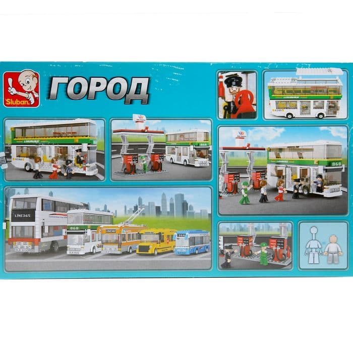 Конструктор Sluban «Автобус на заправочной станции», 403 детали
