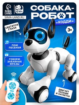 Робот собака Koddy IQ BOT, на пульте управления, интерактивный: звук, свет, танцующий, музыкальный, на аккумуляторе