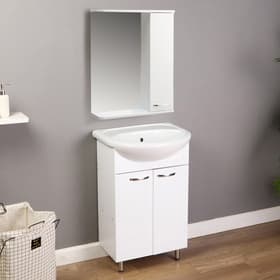 Комплект мебели для ванной комнаты «Балтика 55»: тумба с раковиной, зеркало - шкаф, белый