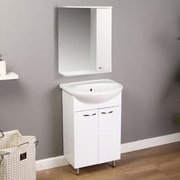 Комплект мебели для ванной комнаты «Балтика 55»: тумба с раковиной, зеркало - шкаф, белый