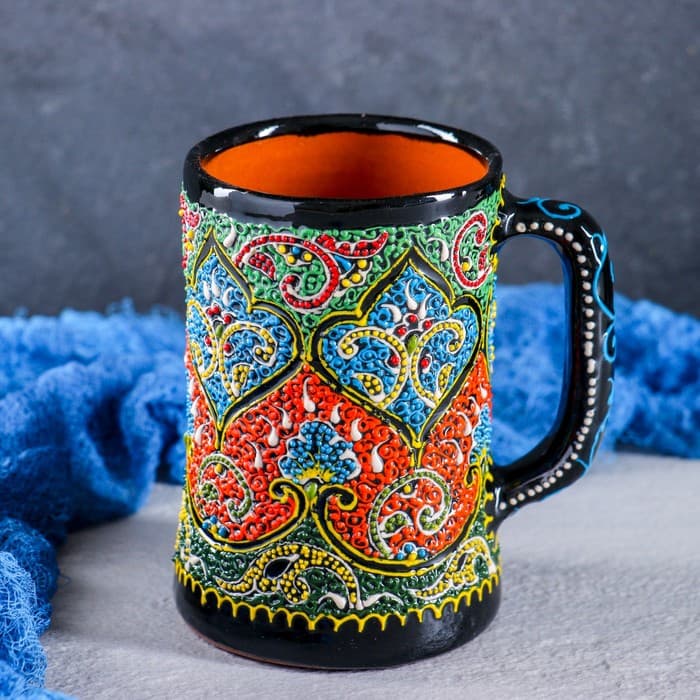 Кружка узбекская Риштанская Керамика «Самарканд», 500 мл, МИКС
