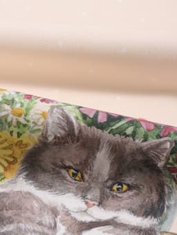 Дорожка на стол «Этель. Уютные коты», 40×146 см, 100% хлопок, саржа 190 г/м², бежевая/синяя