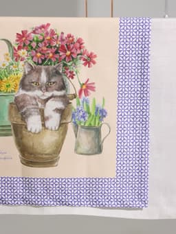 Дорожка на стол «Этель. Уютные коты», 40×146 см, 100% хлопок, саржа 190 г/м², бежевая/синяя
