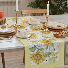 Дорожка на стол «Этель. Солнечные цветы», 40×146 см, 100% хлопок, саржа 190 г/м²