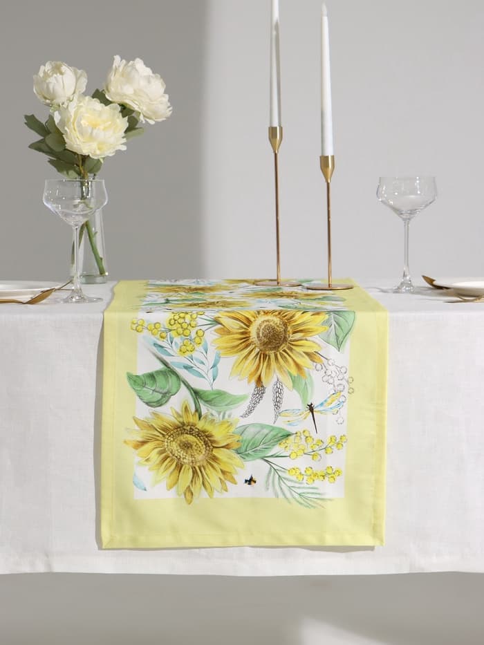 Дорожка на стол «Этель. Солнечные цветы», 40×146 см, 100% хлопок, саржа 190 г/м²
