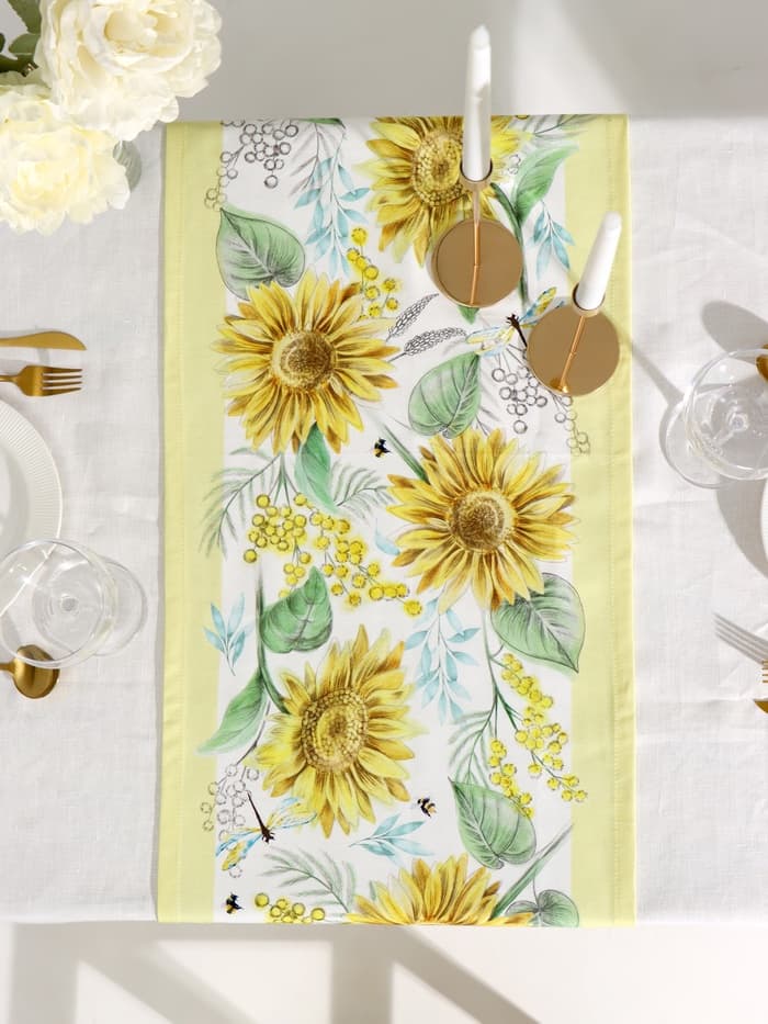 Дорожка на стол «Этель. Солнечные цветы», 40×146 см, 100% хлопок, саржа 190 г/м²