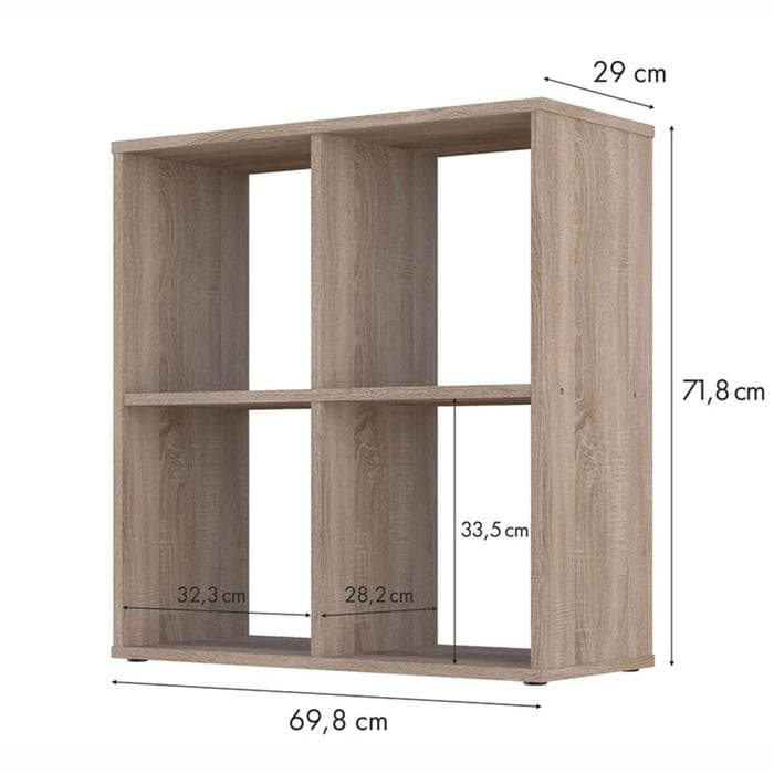 Стеллаж кубический для хранения Polini Home Smart, 4 секции, 698×290×718 мм, цвет дуб