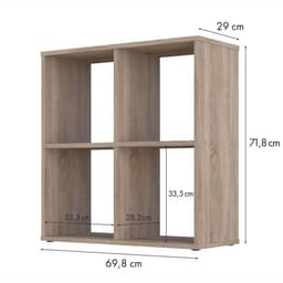 Стеллаж кубический для хранения Polini Home Smart, 4 секции, 698×290×718 мм, цвет дуб