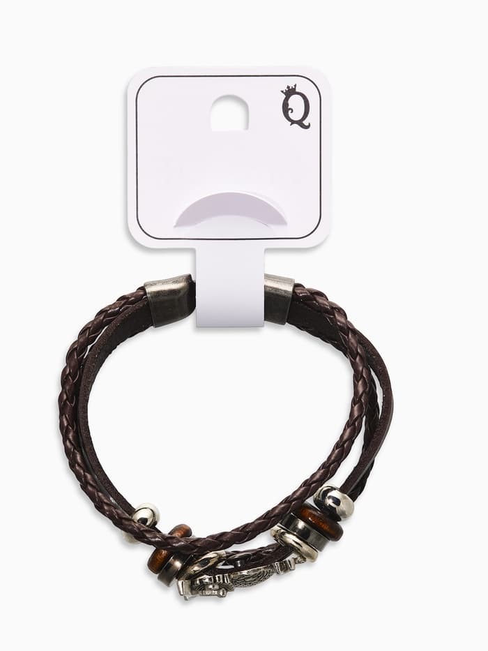 Браслет кожаный «Совушка», L=20 см, коричневый в чернёном серебре