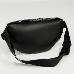 Сумка детская поясная для девочки с пайетками, чёрная