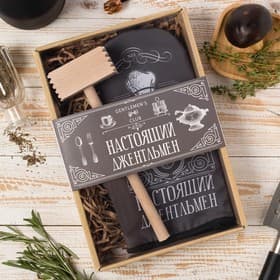 Кухонный набор «Джентльмен»: варежка-прихватка 20×28 см, молоток деревянный