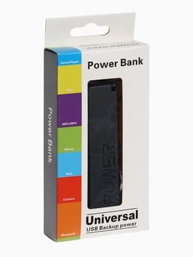 Внешний аккумулятор PB-03, 2200 мАч, USB, 1 А, крепление кольцо, чёрный