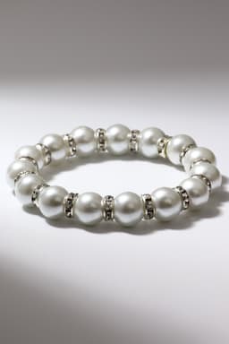 Браслет жемчуг «Невеста» со стразами, шар №10, цвет белый, d=5.5 см