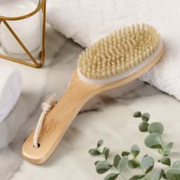 Щётка массажная для тела ONLITOP, из натуральной щетины, с ручкой, гладкая