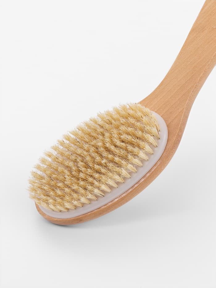 Щётка массажная для тела ONLITOP, из натуральной щетины, с ручкой, гладкая