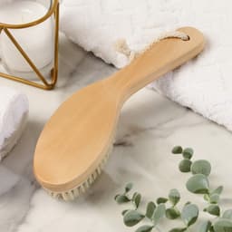 Щётка массажная для тела ONLITOP, из натуральной щетины, с ручкой, гладкая