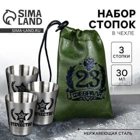 Стопки в чехле «23 февраля», набор 3 шт. × 30 мл