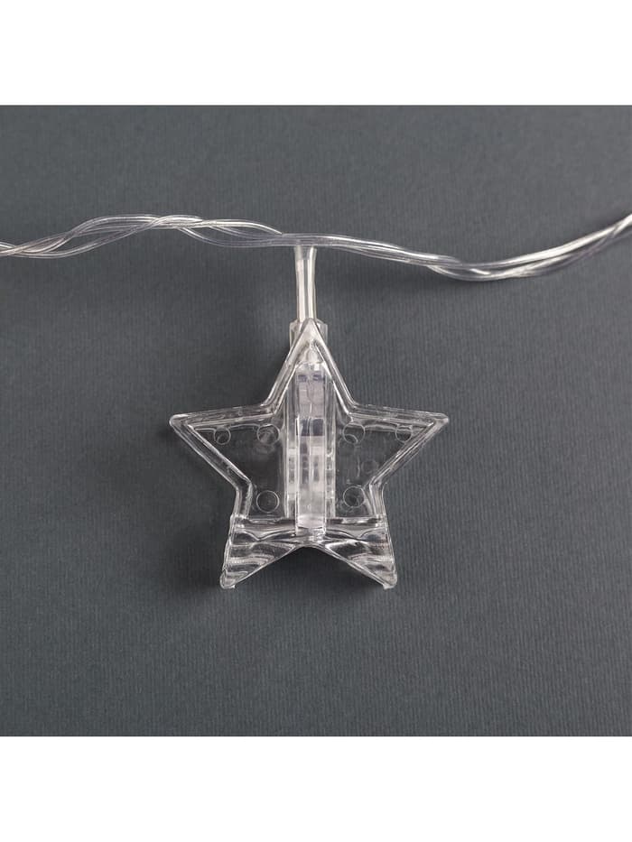 Гирлянда «Нить» 4.5 м с насадками «Прищепки-звёзды», IP20, прозрачная нить, 20 LED, свечение синее, 220 В