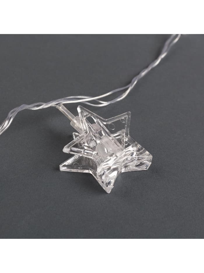 Гирлянда «Нить» 4.5 м с насадками «Прищепки-звёзды», IP20, прозрачная нить, 20 LED, свечение синее, 220 В