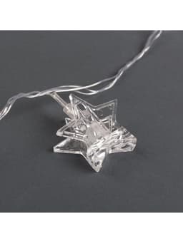 Гирлянда «Нить» 4.5 м с насадками «Прищепки-звёзды», IP20, прозрачная нить, 20 LED, свечение синее, 220 В