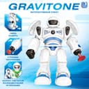 Робот GRAVITONE, свет, звук, стреляет, на батарейках, русская озвучка, цвет синий