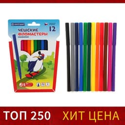 Фломастеры 12 цветов Centropen 7790 «Пингвины» 1.8 мм, линия 1.0 мм