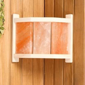Абажур для бани и сауны с гималайской солью, липа, 29.5×33×13.5 см, настенный, угловой, 3 плитки, «Добропаровъ»
