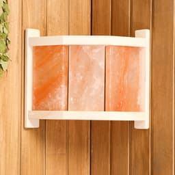 Абажур для бани и сауны с гималайской солью, липа, 29.5×33×13.5 см, настенный, угловой, 3 плитки, «Добропаровъ»