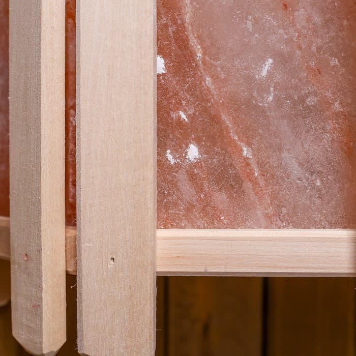 Абажур для бани и сауны с окошечками и гималайской солью, липа, 29.5×33×13.5 см, настенный, угловой, 3 плитки, «Добропаровъ»