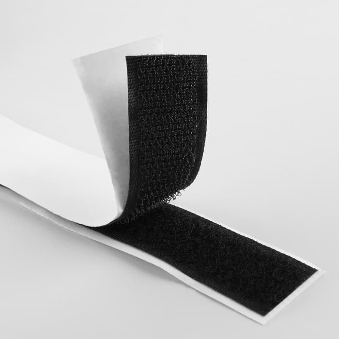 Липучка на клеевой основе, 20 мм, 100±5 см, чёрная