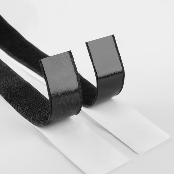 Липучка на клеевой основе, 20 мм, 100±5 см, чёрная