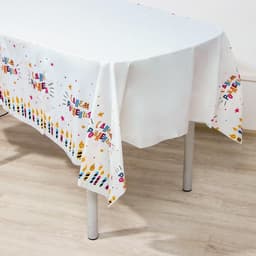 Скатерть одноразовая «С днём рождения», свечи, 180×137 см