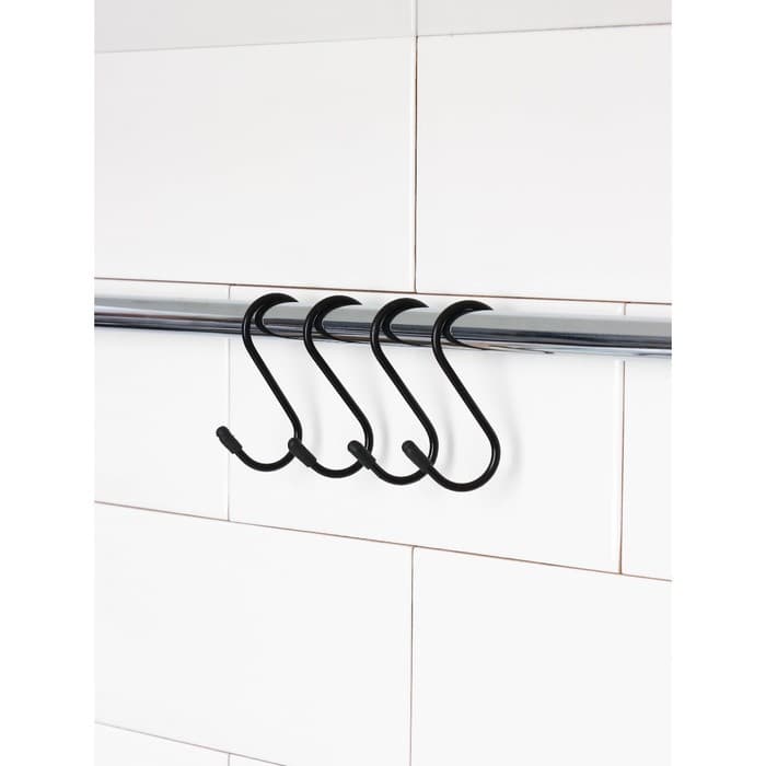 Набор крючков для рейлинга, d=2 см, 7 см, 4 шт., чёрный