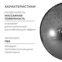 Фитбол ONLYTOP d=65 см, 1000 г, полумассажный, цвета МИКС