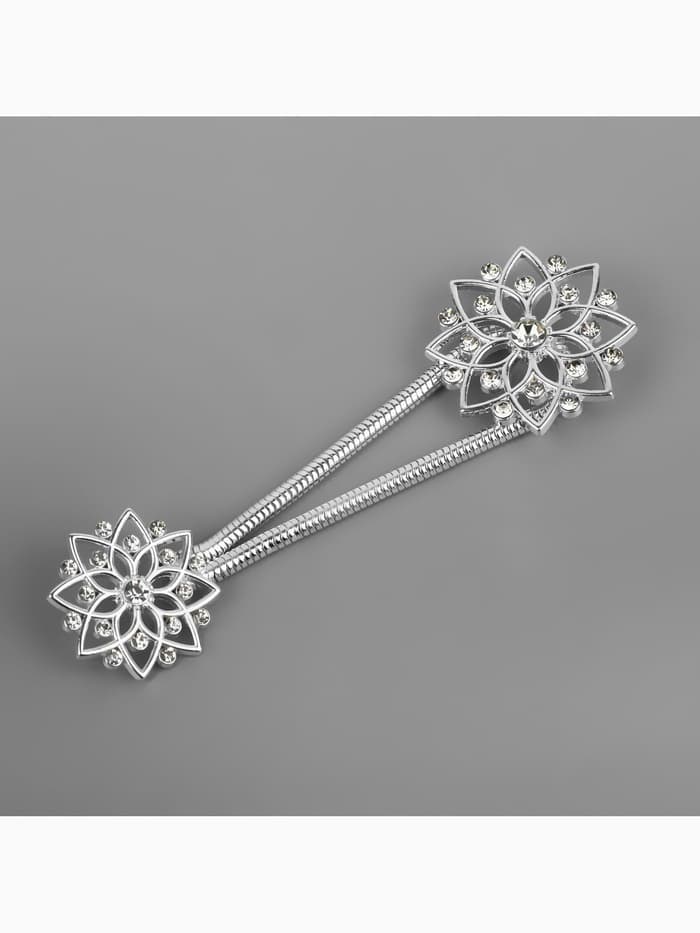 Декоративная застёжка, d = 2,4/3.1 см, цвет серебряный