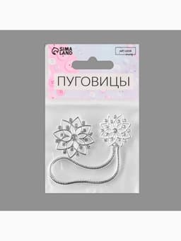 Декоративная застёжка, d = 2,4/3.1 см, цвет серебряный