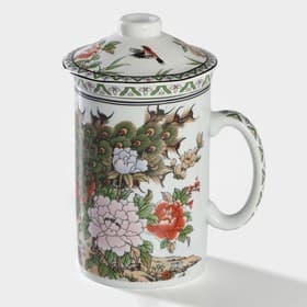 Кружка ситом «Цветы», 300 мл, керамика, белая