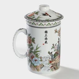 Кружка ситом «Цветы», 300 мл, керамика, белая